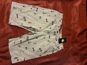 Vertical Sport Shorts Mens Stretch Tropical Print White Palm Anchor Cocktail